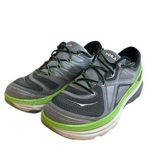 Hoka Gray and Green Athletic Shoes